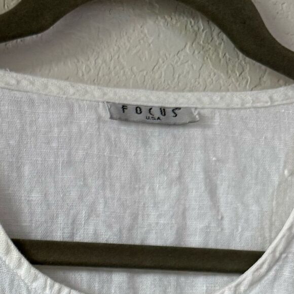 Vintage 80s Focus USA 100% Linen Top Tunic Cat Butterfly Print Sz M* Coastal - Picture 4 of 7